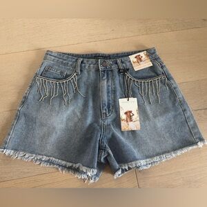 Sincerely Jules Blue Frayed Denim Shorts